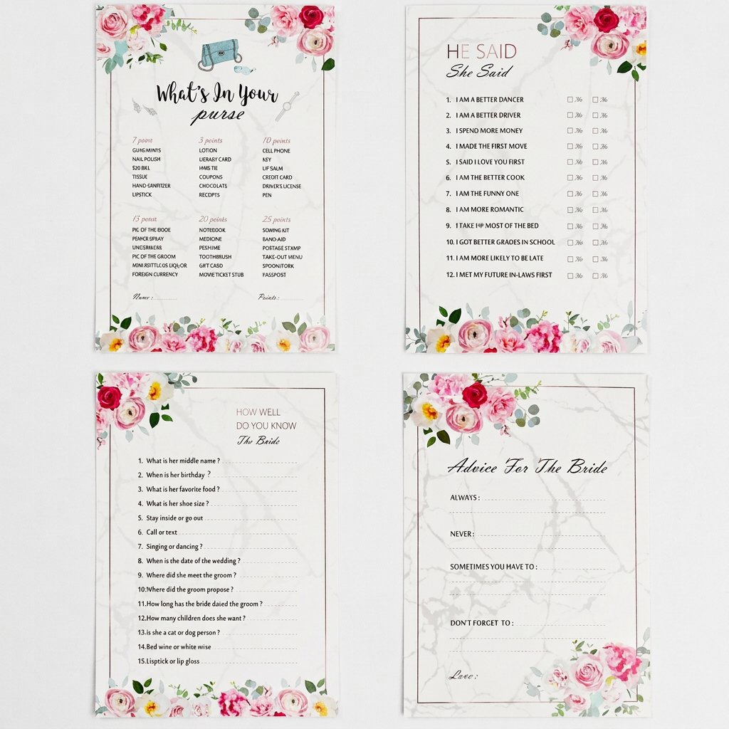 Bridal Shower Game Cards Set,  - Party Games Bridal Shower recension och pris