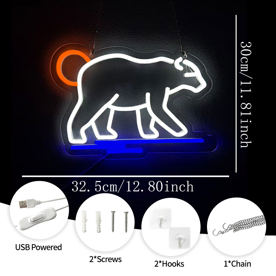 Polar Bear Neon Sign For Wall  - Zoo Party Games recension och pris
