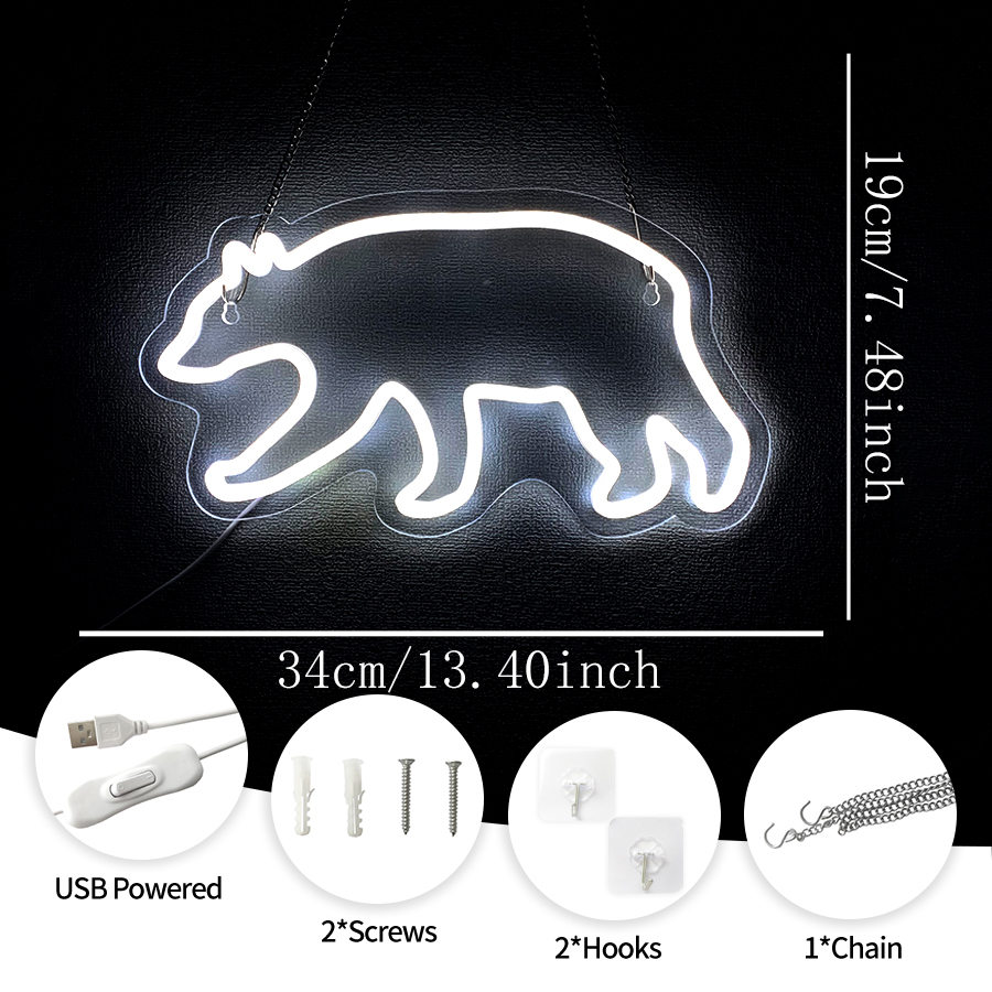 Polar Bear Neon Sign For Wall  - Zoo Party Games recension och pris